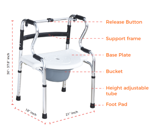 6 IN 1 Multi-Functional Walker Commode Shower Chair 